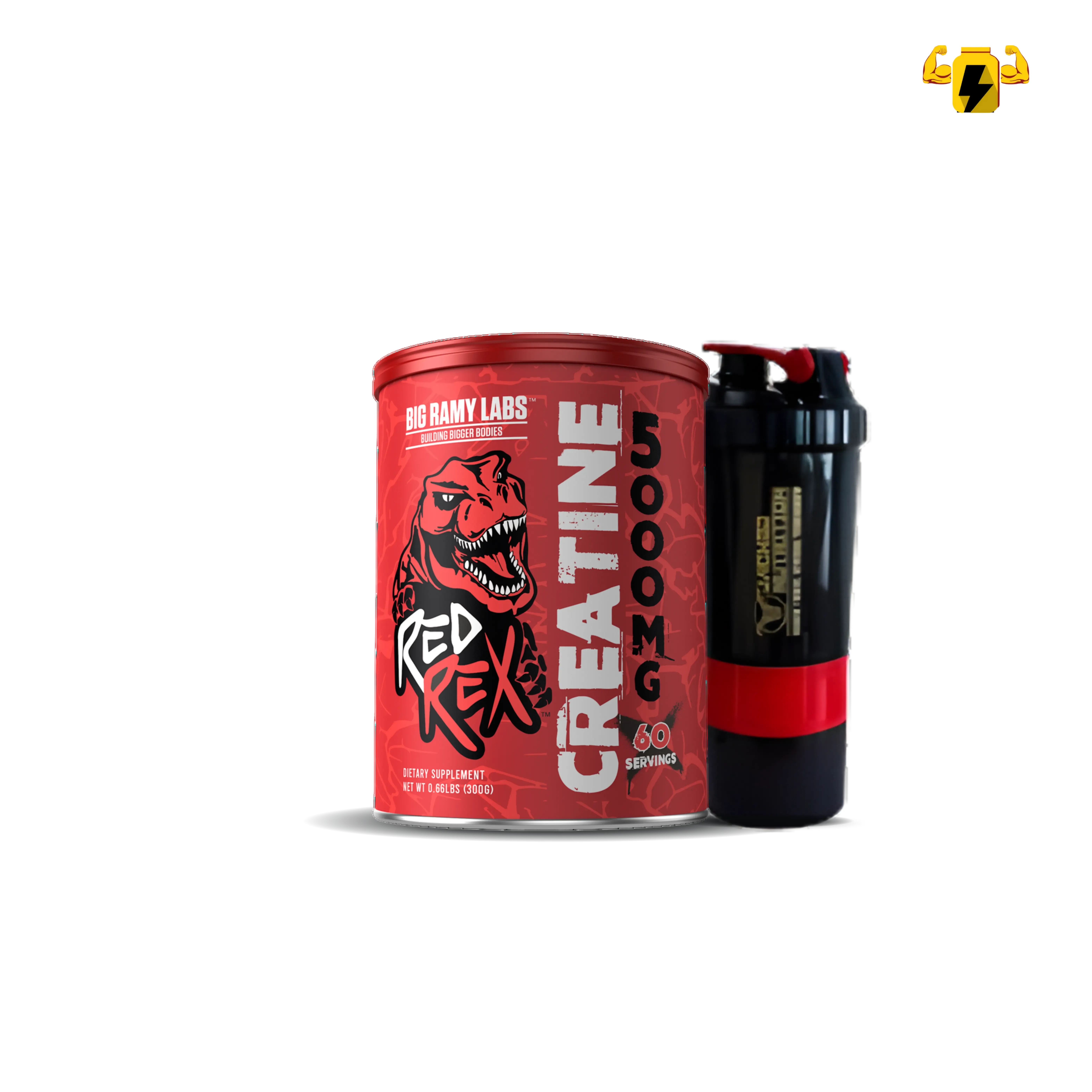 Red rex creatine Unflavour 300 mg & spider  shakers combo 