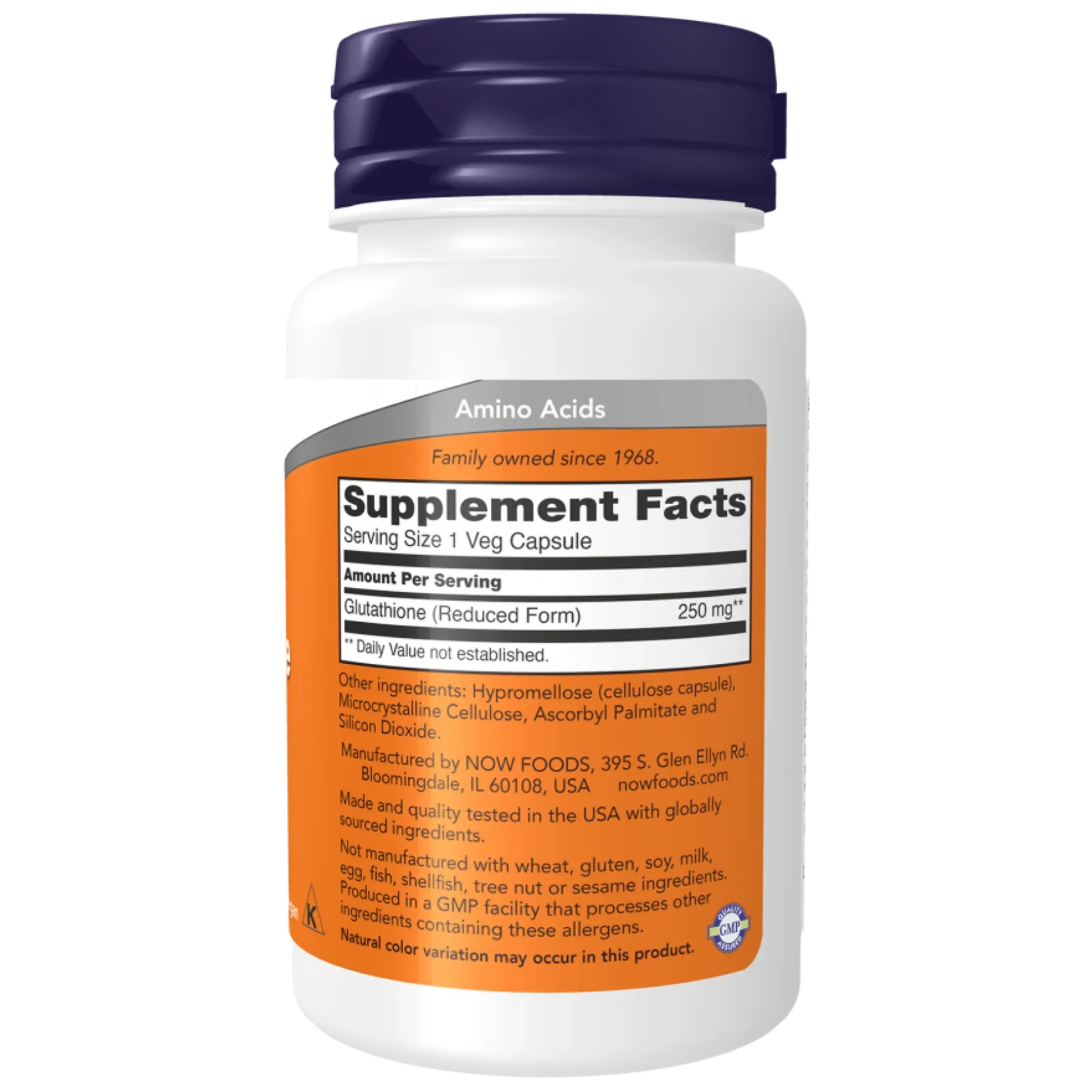 NOW Foods Glutathione 250mg - 60 / 120 Veg Capsules (60 / 120 Servings)