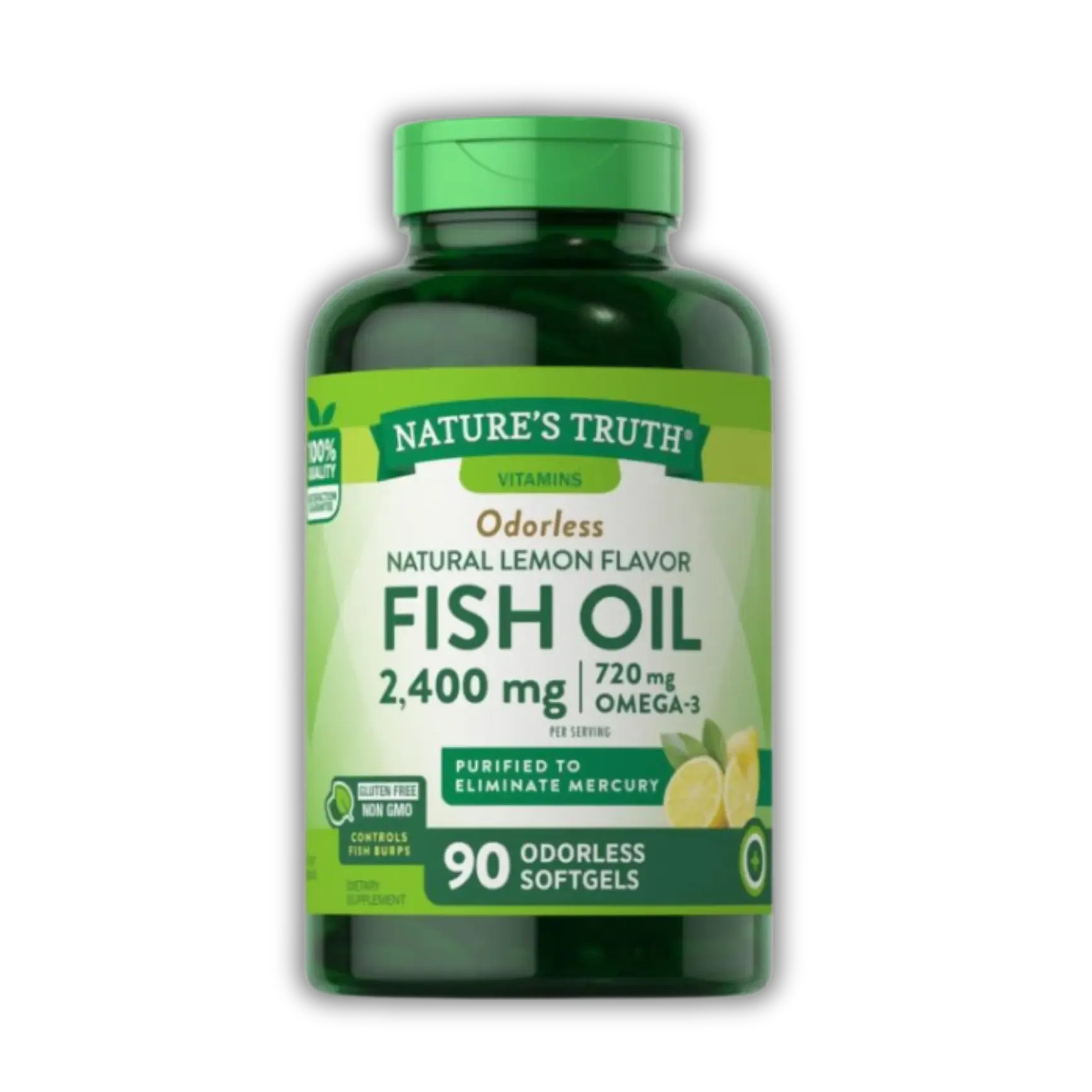 Nature's Truth Odorless Fish Oil 2400mg Natural Lemon Flavor