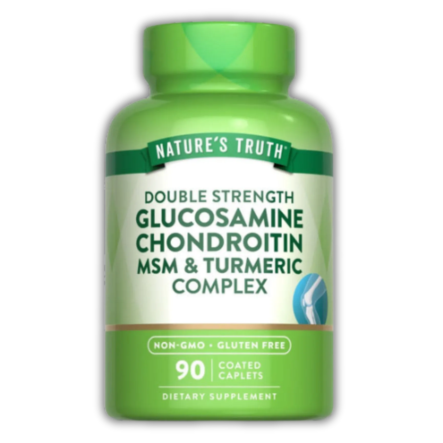 Nature's Truth Double Strength Glucosamine Chondroitin MSM & Turmeric Complex - 90 Coated Caplets (30 Servings)