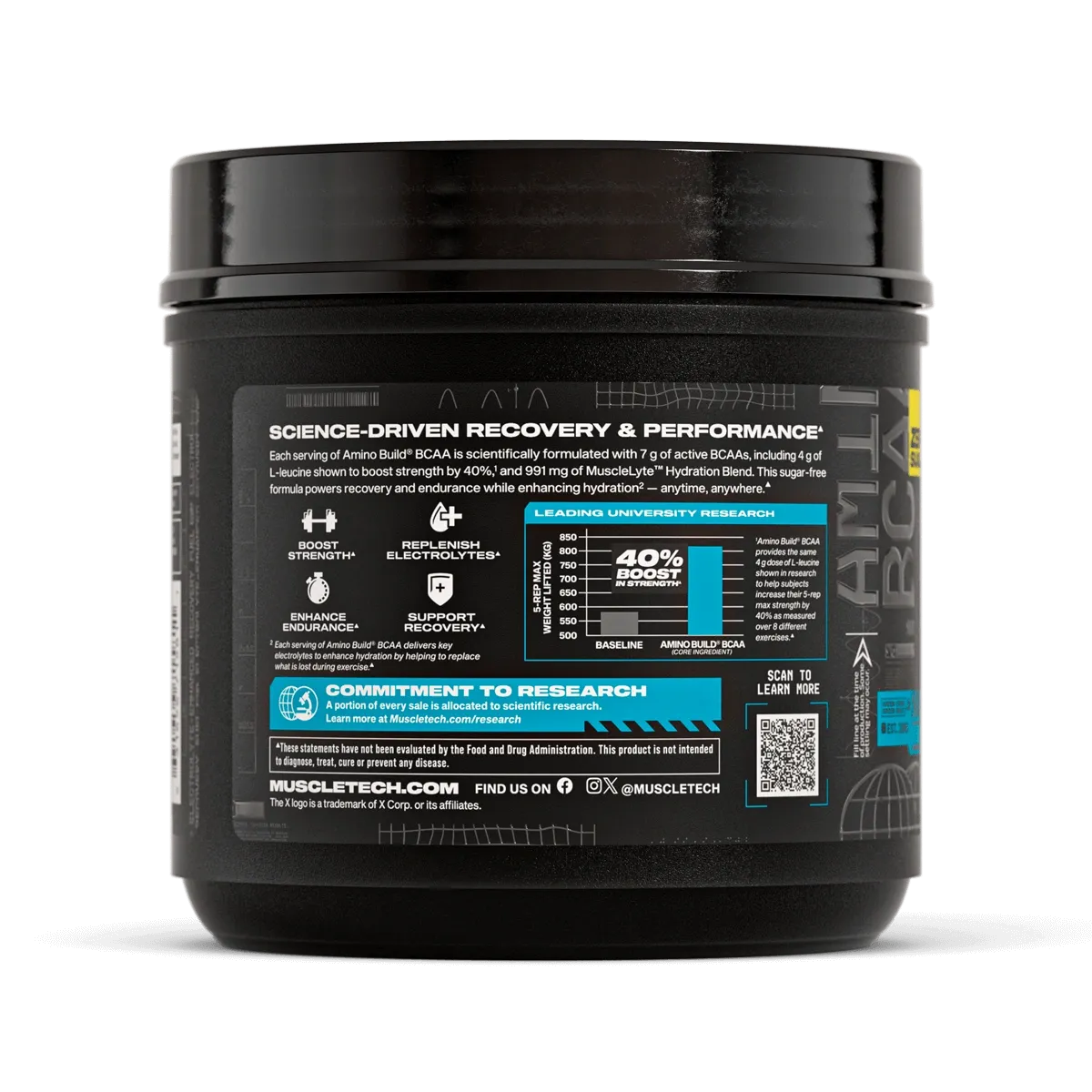 MuscleTech Amino Build BCAA + Electrolytes — 519g (Approx. 40 Servings)