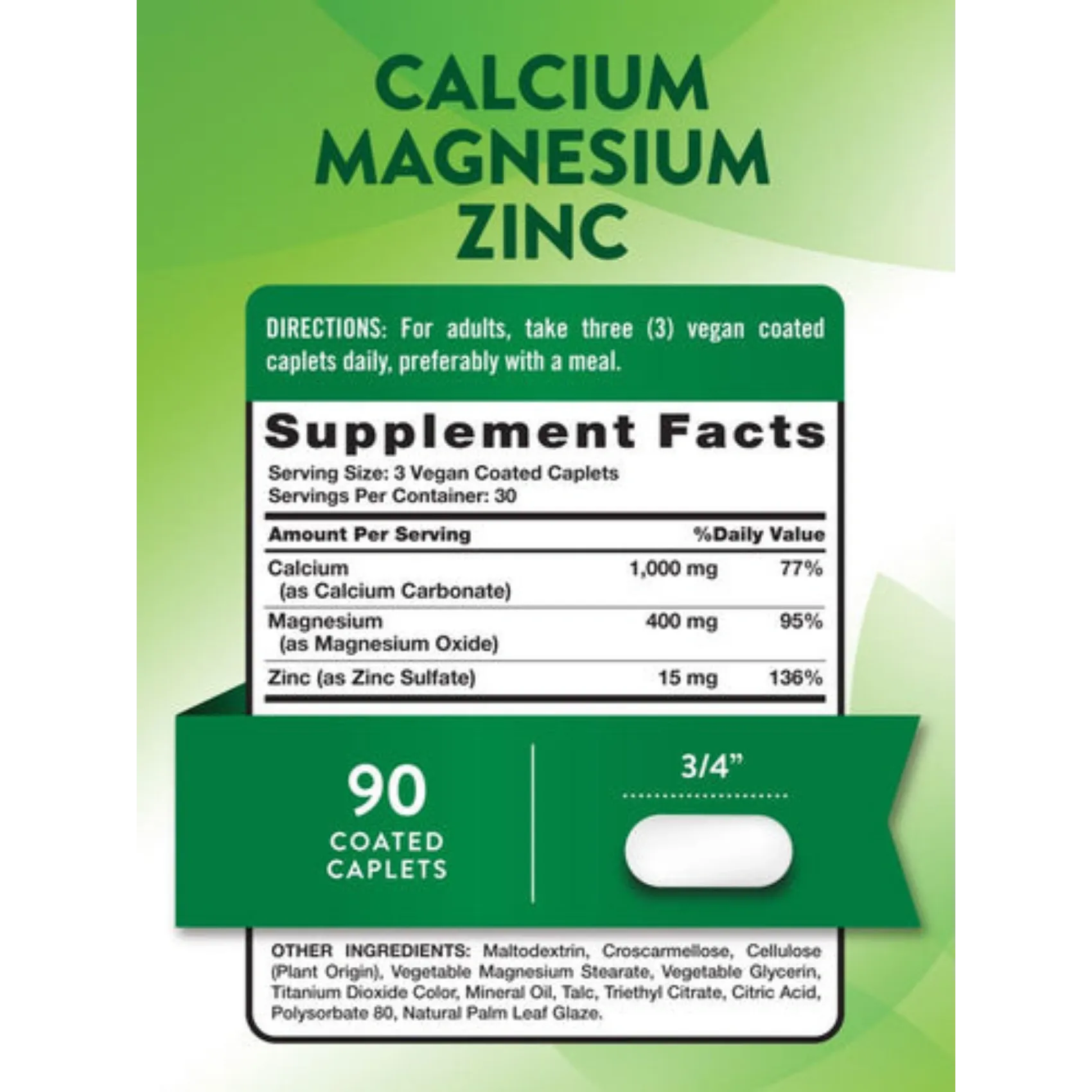 NATURE'S TRUTH CALCIUM MAGNESIUM ZINC 90TAB